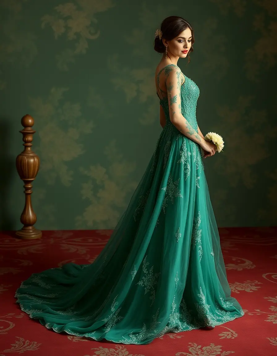 Robe mariage verte émeraude élégante