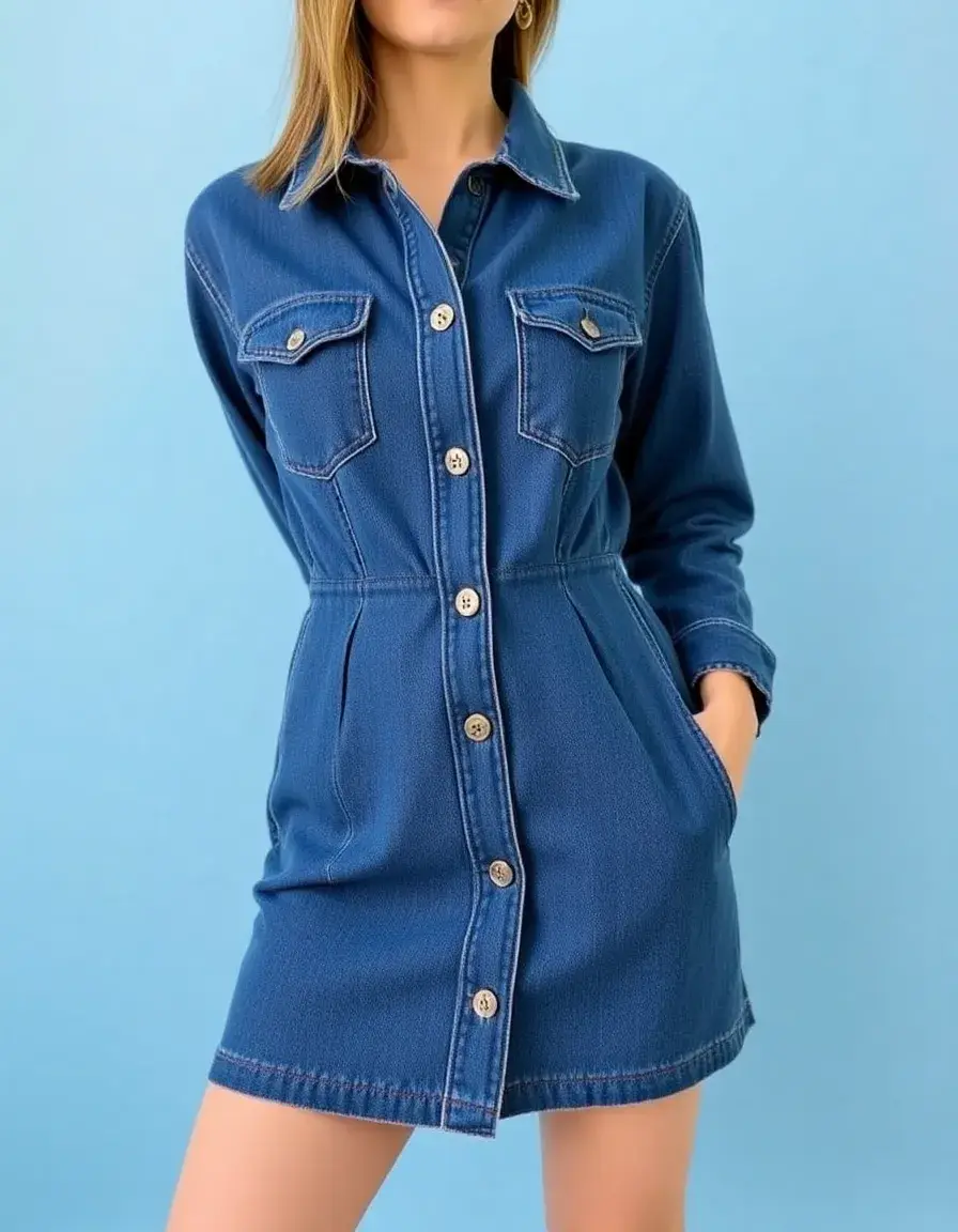 Robe en jean mini à boutons