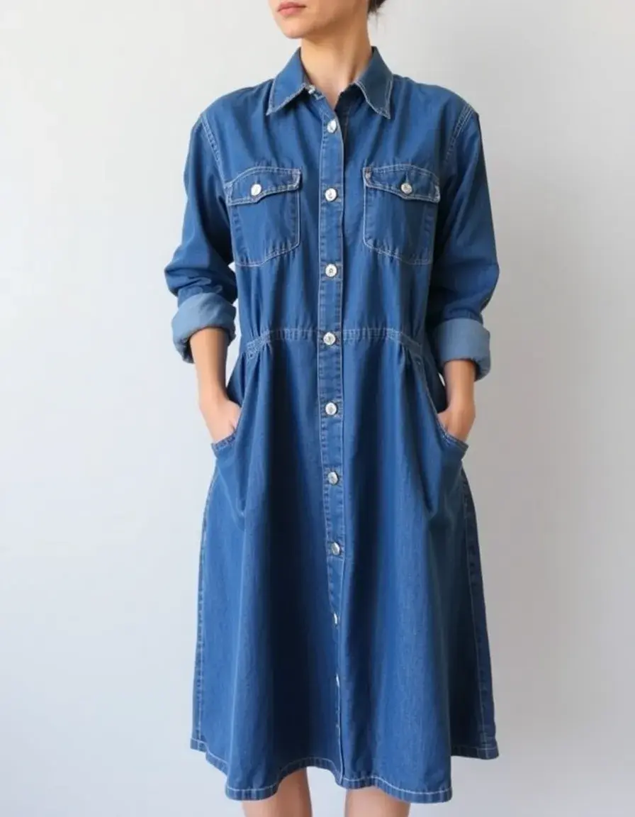 Robe en jean coupe trapèze