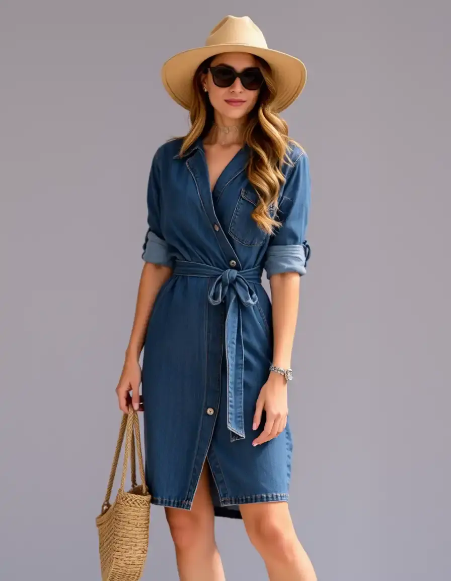 Robe en jean portefeuille
