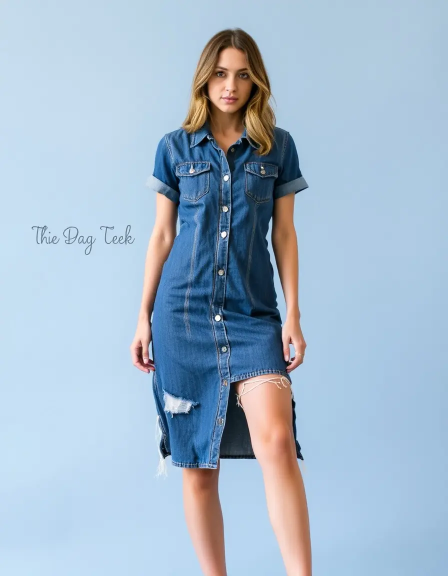 Robe en jean usée distressed