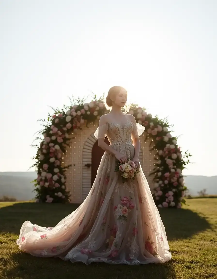 Robe à motifs fleurs mère mariée