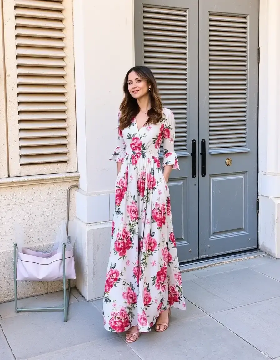 Robe mi longue fleurie style romantique