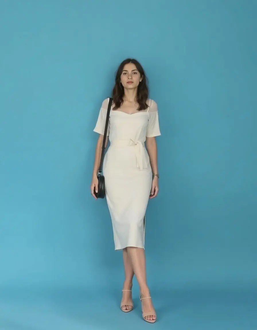 Robe midi unie minimaliste et chic