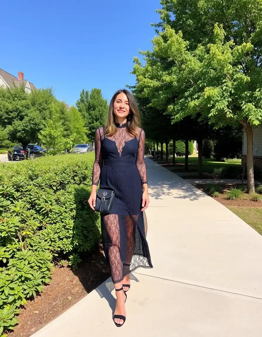 Robe midi femme en dentelle chic