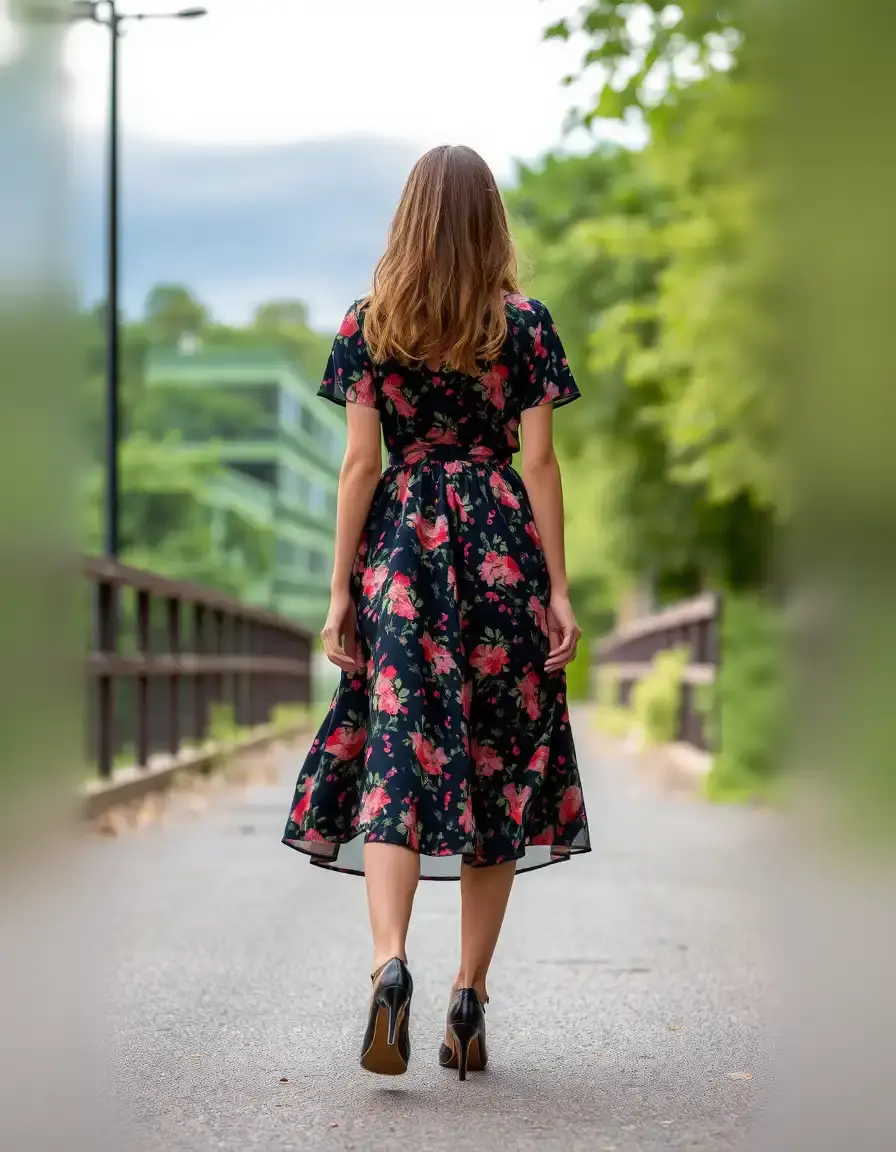 Robe midi femme avec imprimé moderne