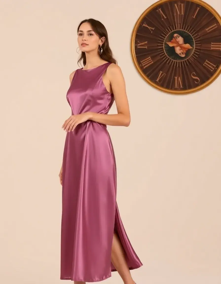 Robe midi femme en satin luxueuse