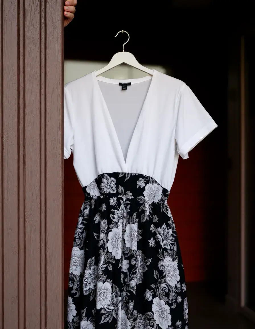 Printed Noire Blanc Dress - Robe imprimée tendance