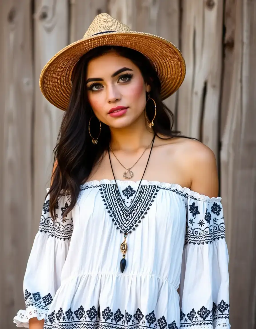 Boho Noire Blanc Dress - Robe bohème chic
