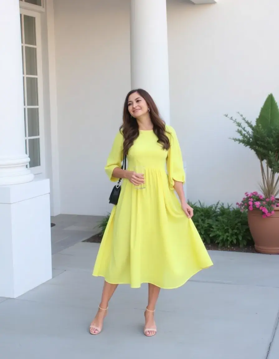 Robe midi jaune pastel lumineuse