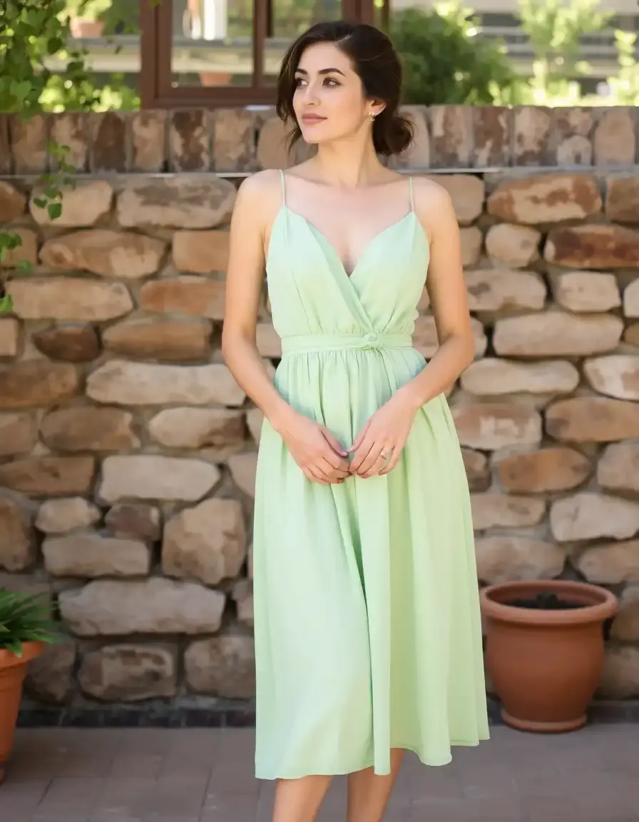 Robe verte pastel élégante
