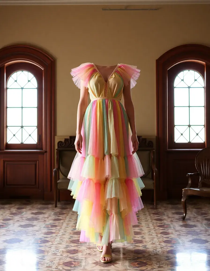 Robe multicolore aux tons pastel