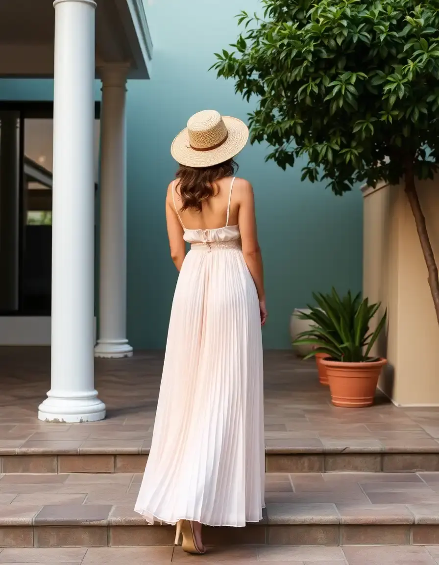 Robe plissée longue maxi fluide