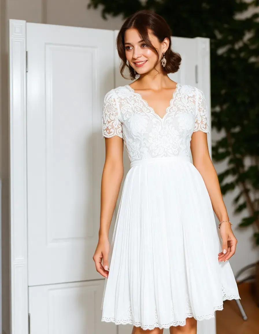 Robe plissée en dentelle élégante