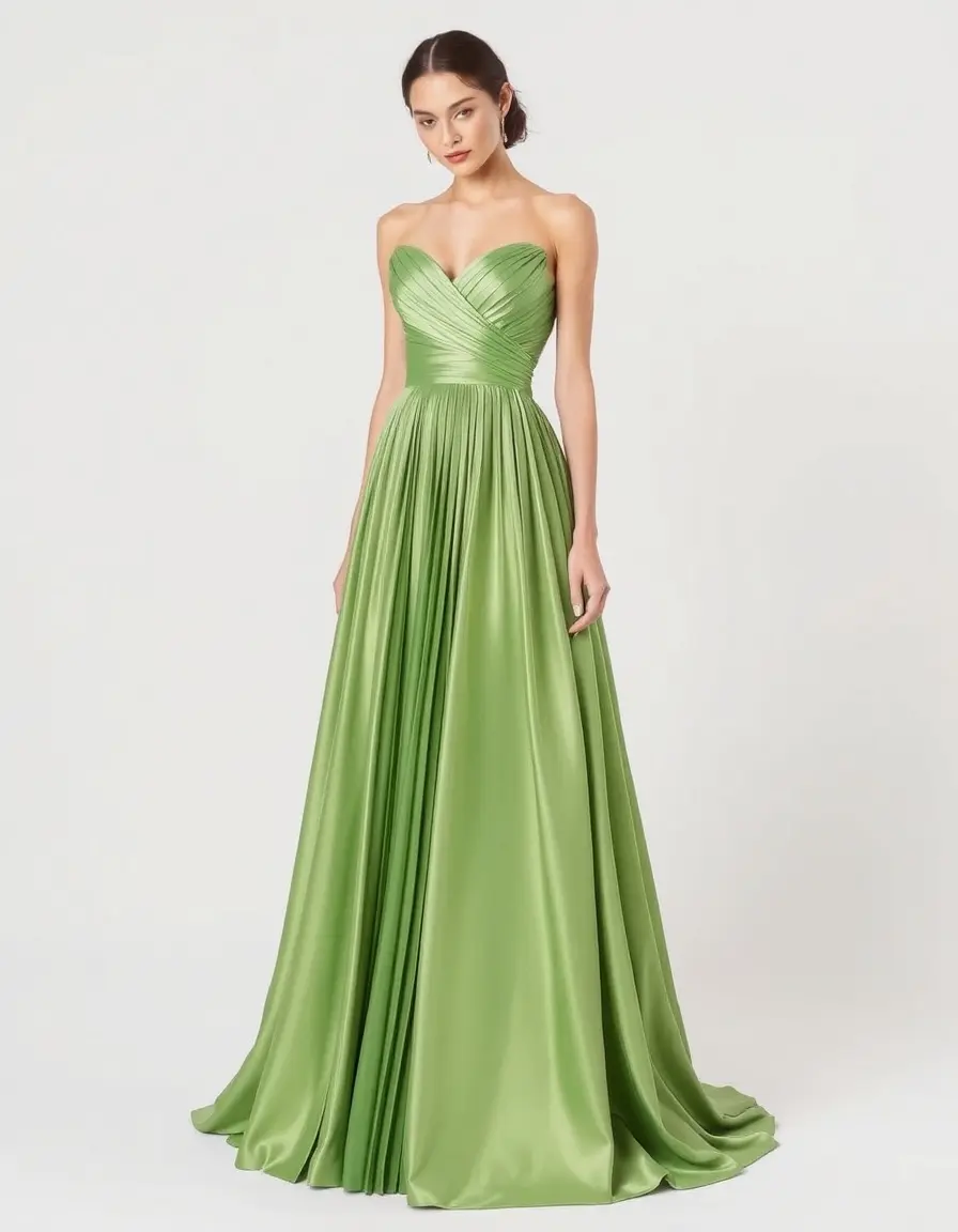 Robe plissée en satin brillant