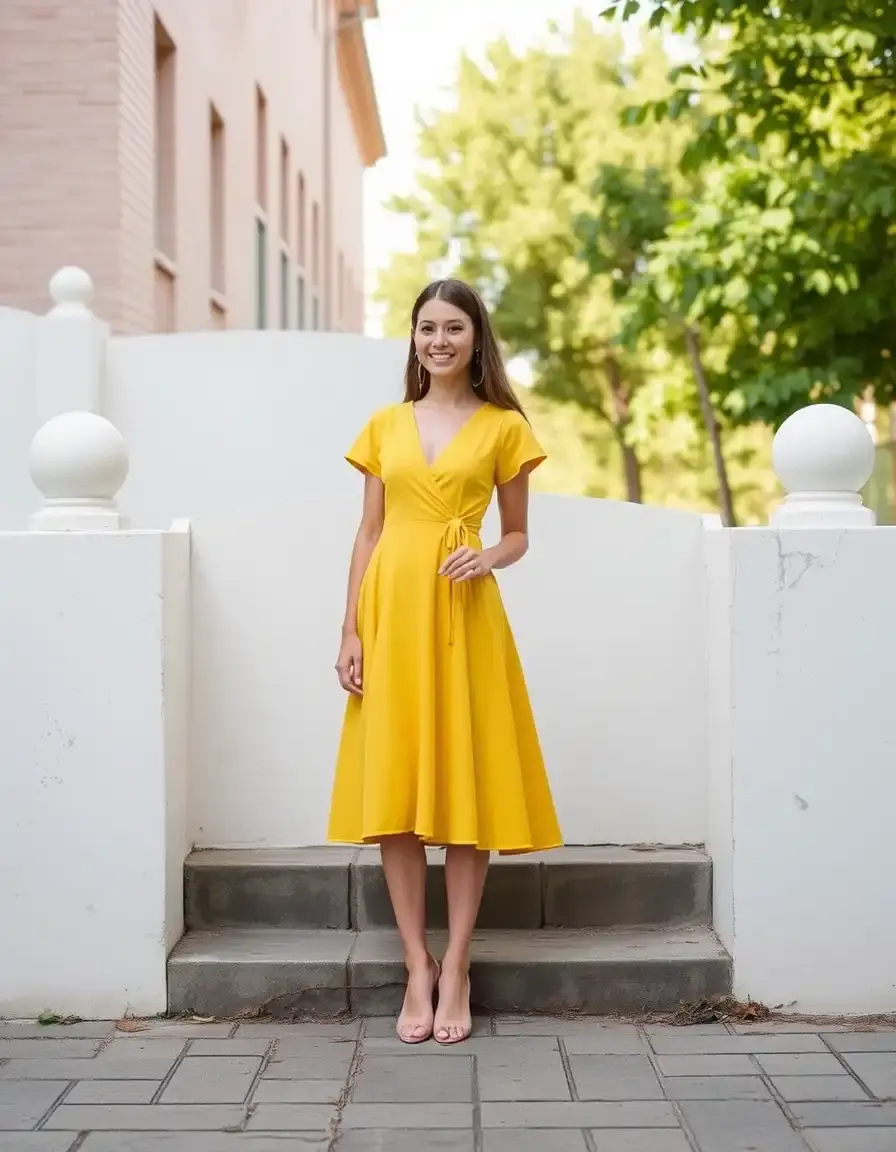 Robe jaune canari simple et élégante