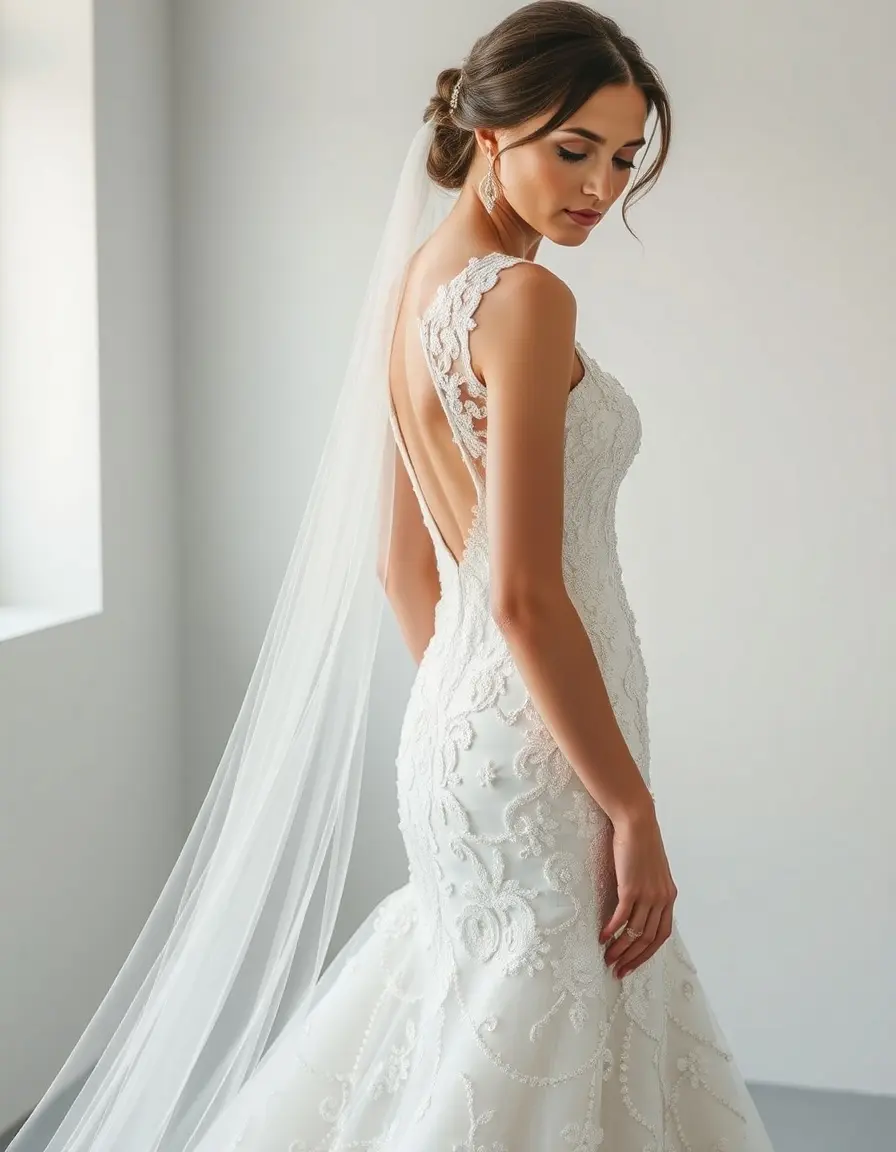Robe perlée élégante pour cérémonie de mariage