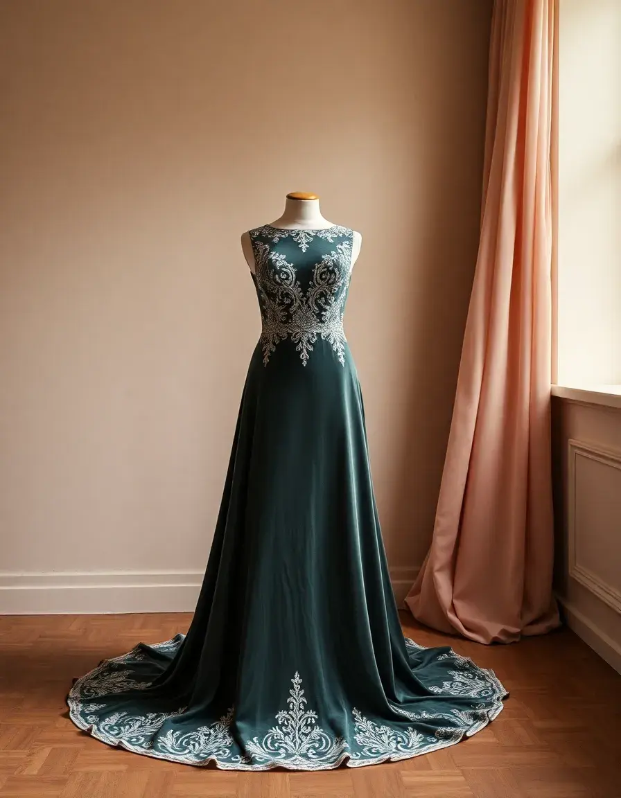 Robe en velours prestigieuse pour mariage hiver