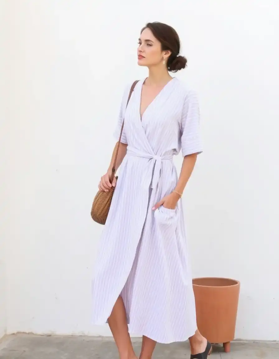 Robe portefeuille en coton décontractée