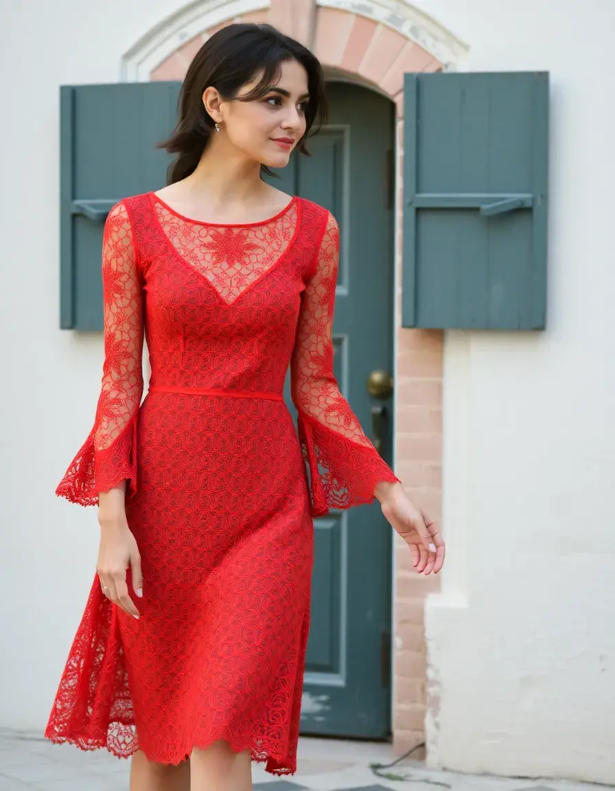Terracotta Lace Dress
