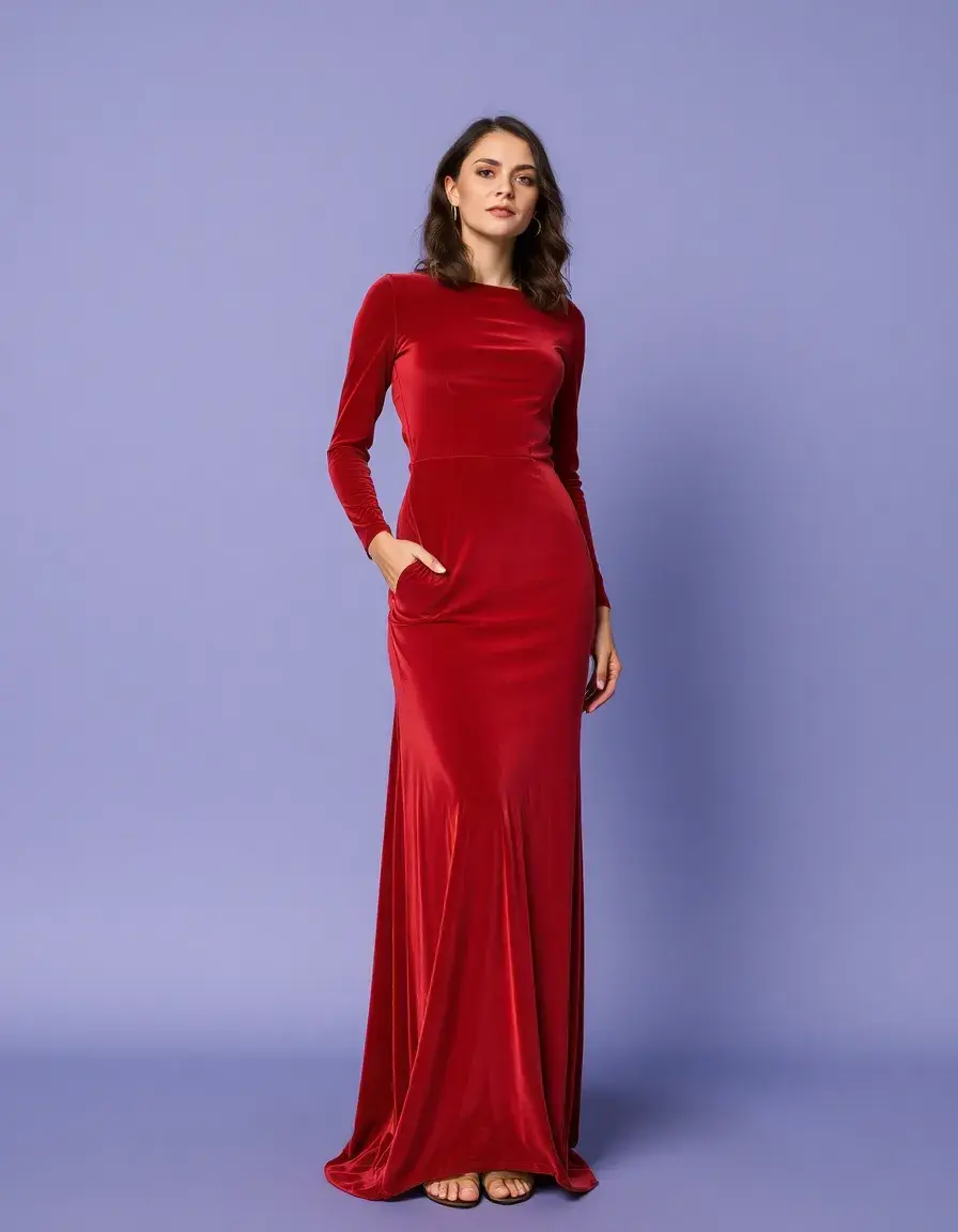 Terracotta Velvet Dress