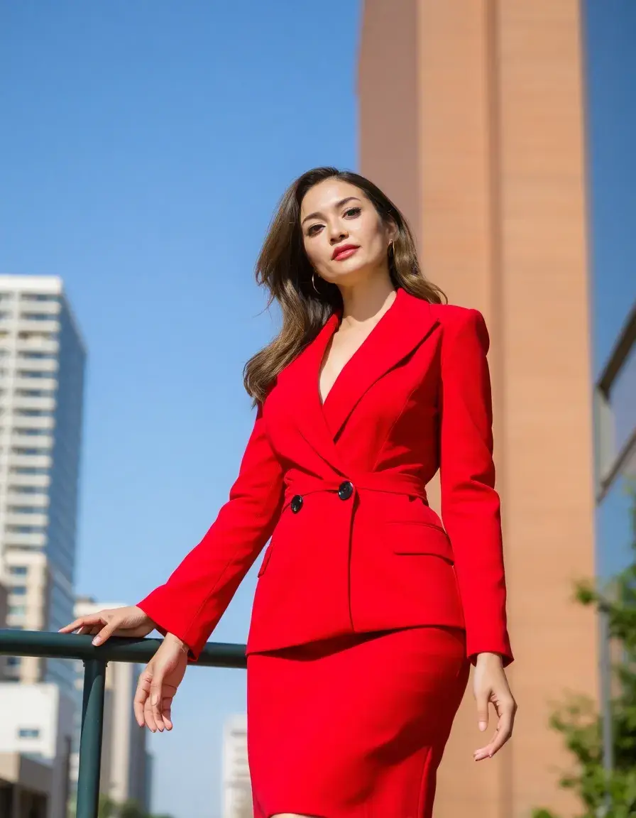 Robe blazer rouge flamboyante