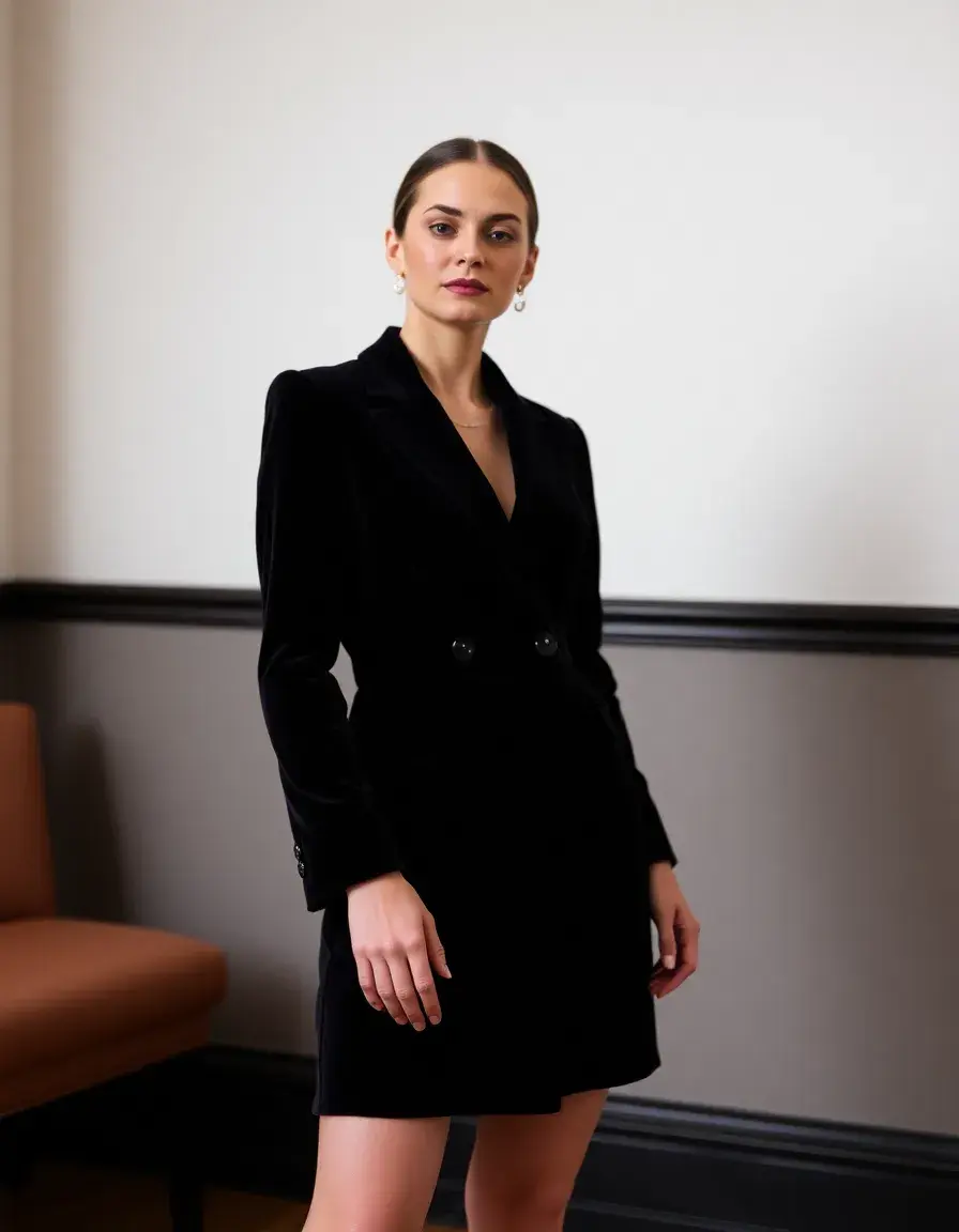 Robe blazer en velours chic
