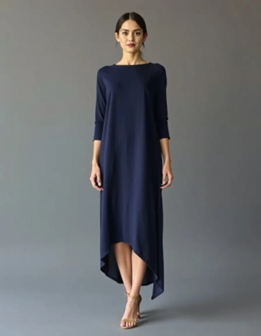 Robe asymétrique bleu marine