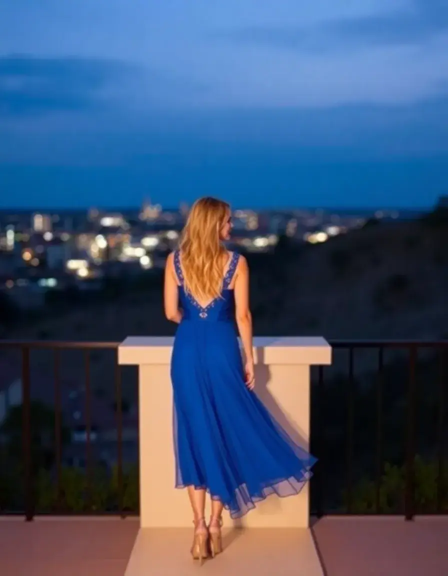 Robe cocktail mariage bleu royal