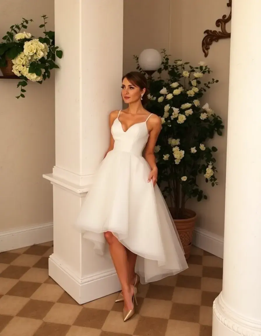 Robe cocktail mariage blanche pour cérémonie civile