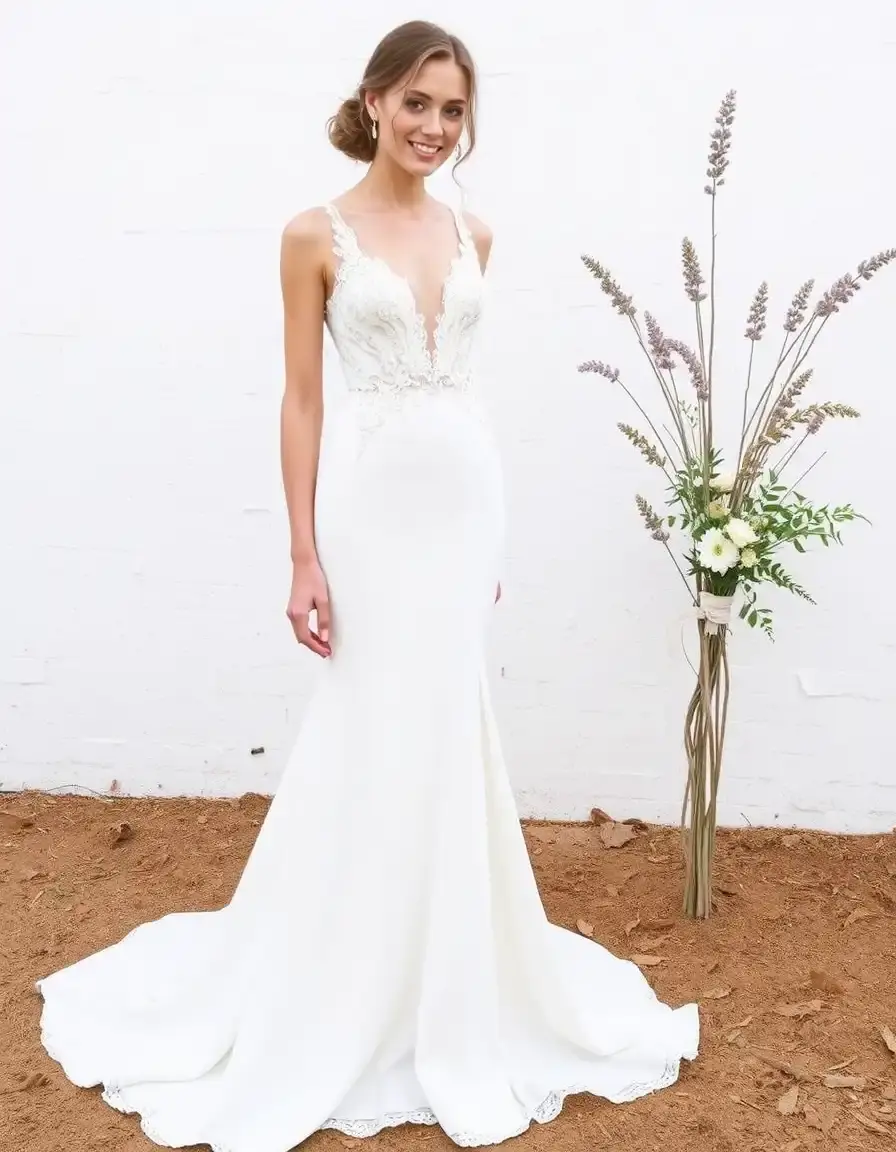 Robe de mariée fourreau minimaliste