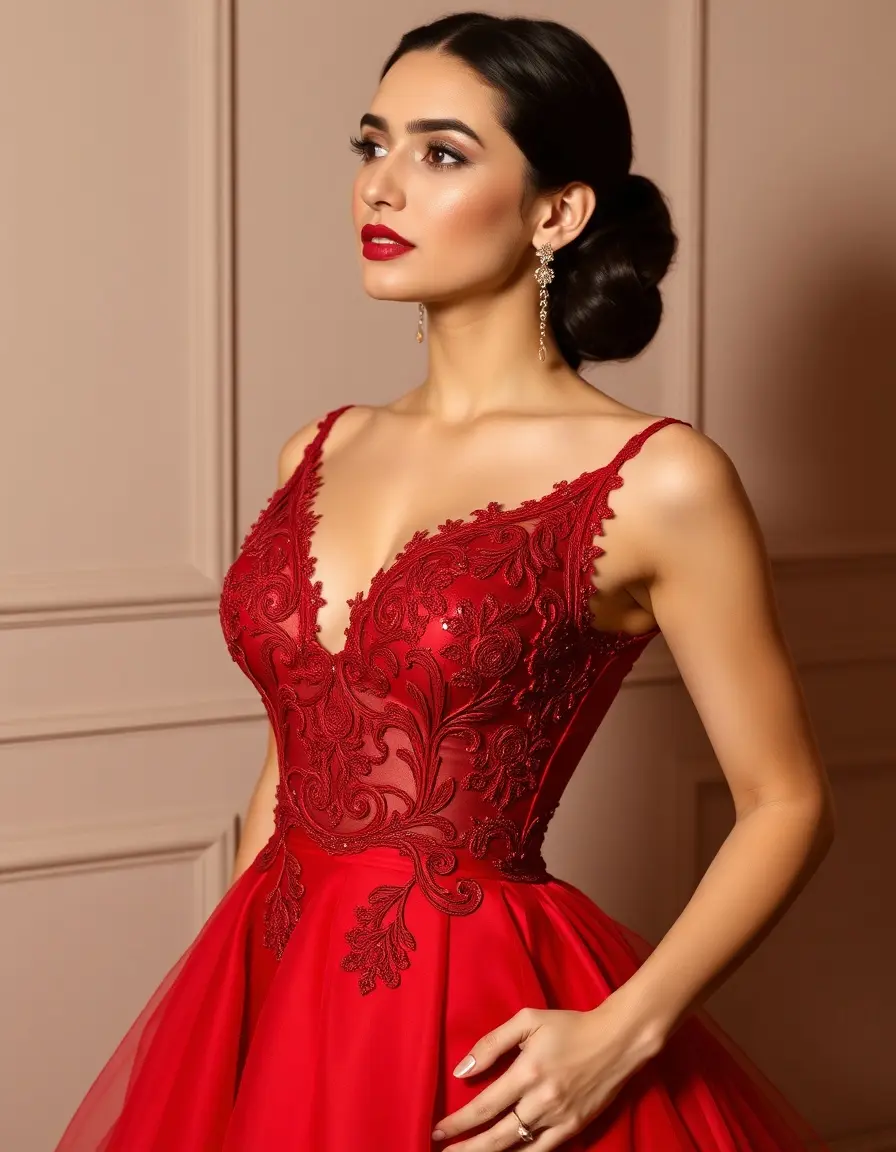 Robe de soirée chic rouge éclatante pour événement formel