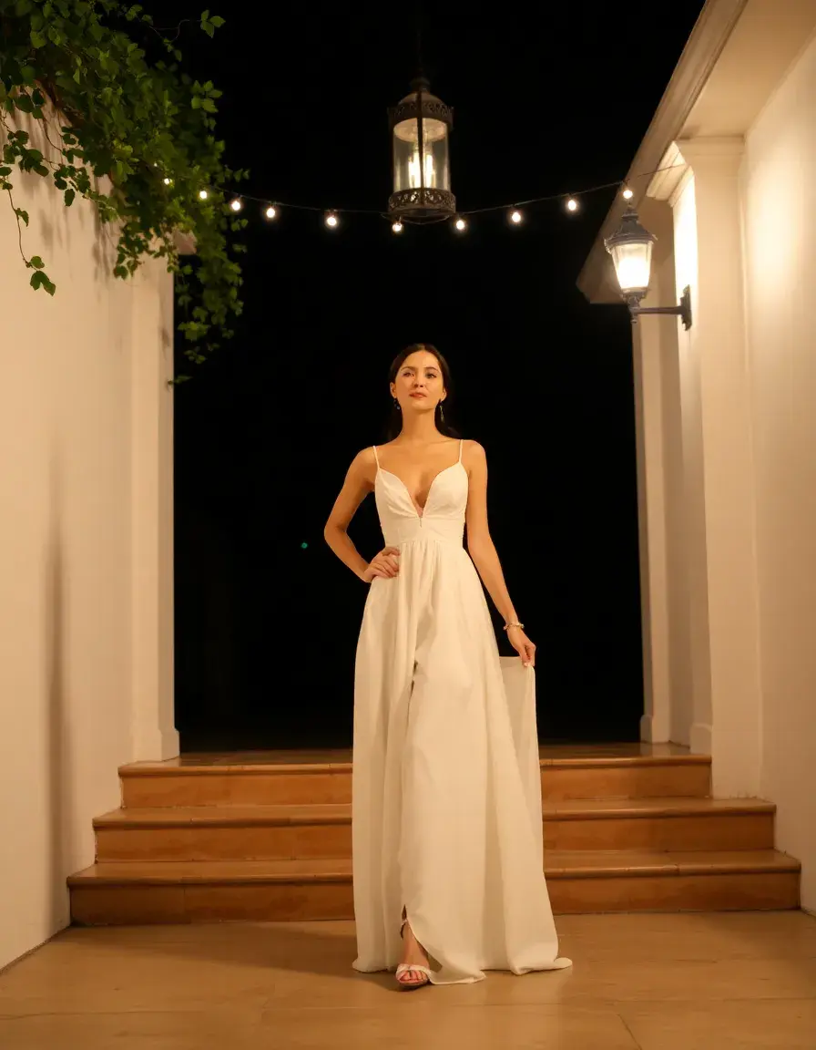 Robe de soirée chic blanche minimaliste et moderne