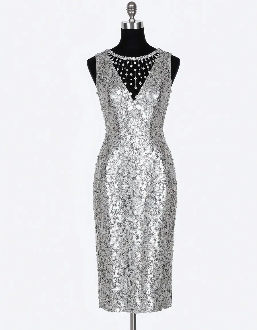 Robe de soirée chic argentée à sequins