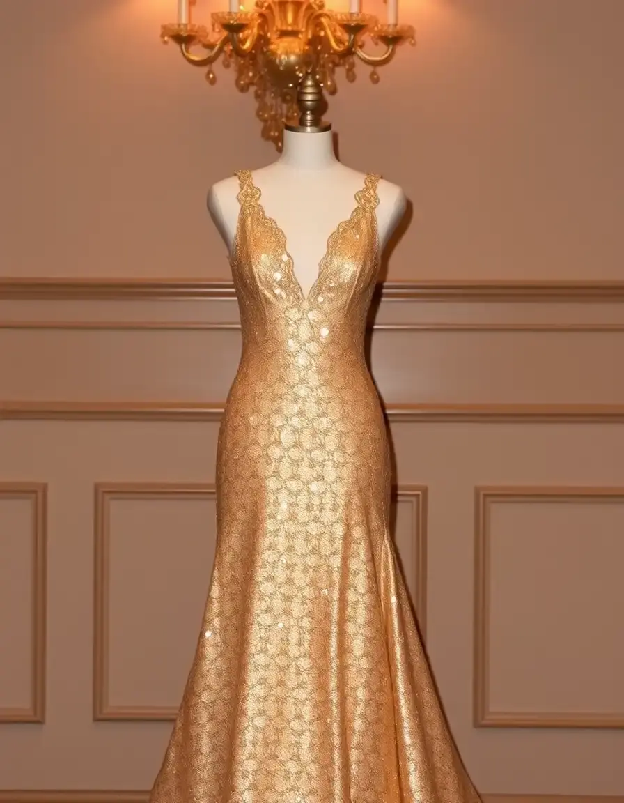 Robe de soirée chic dorée luxueuse