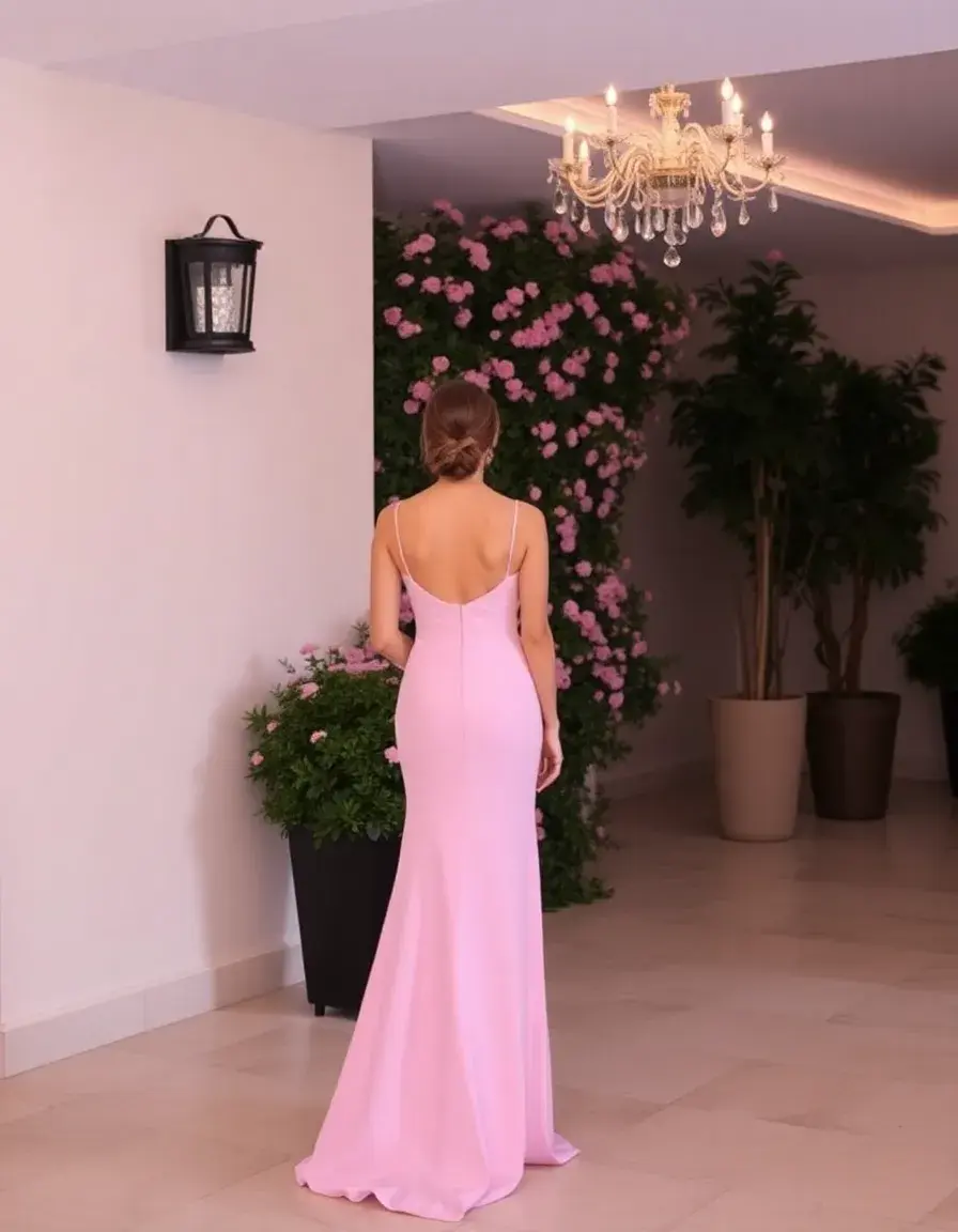 Robe de soirée mariage courte rose romantique