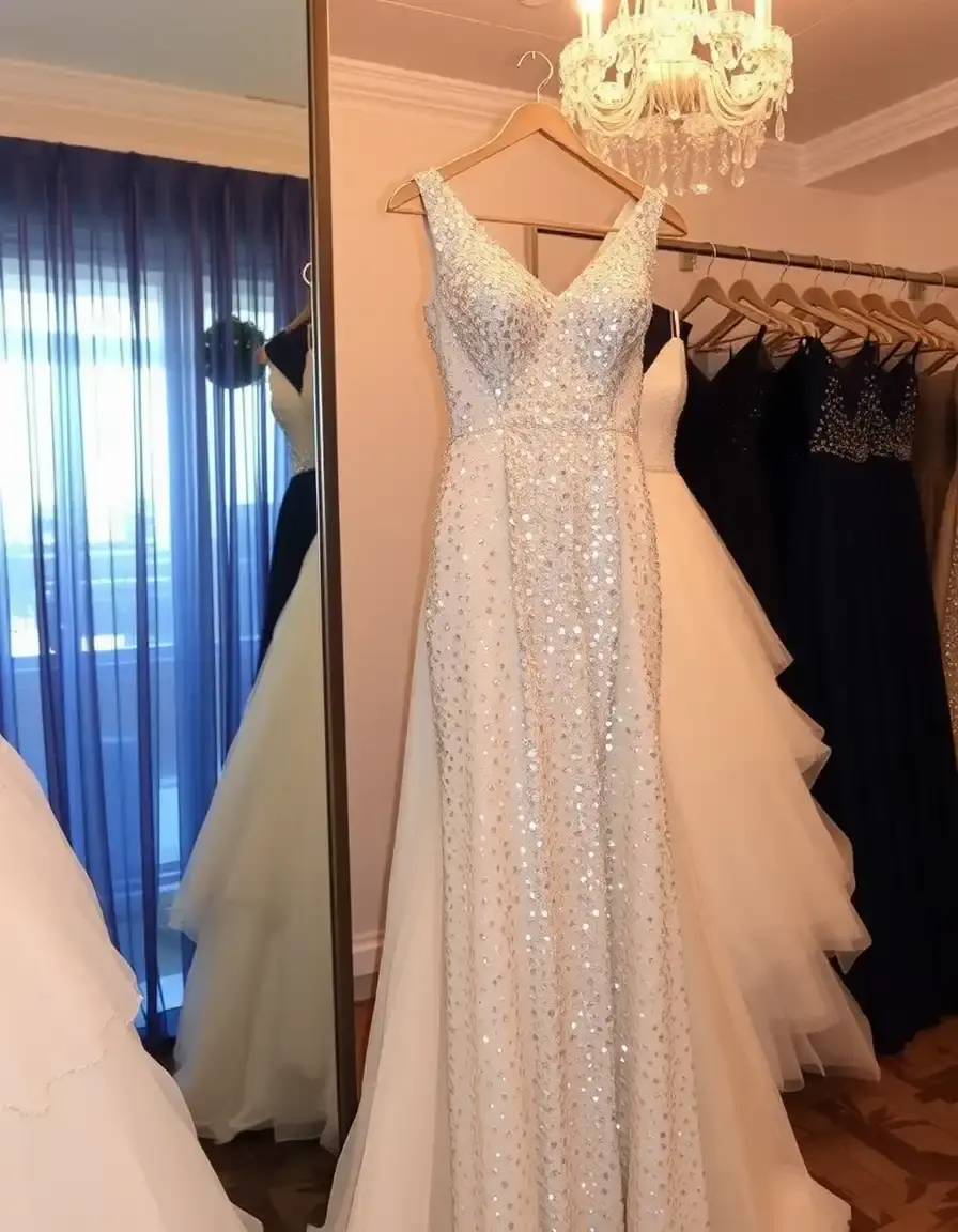 Robe de soirée mariage à sequins scintillante