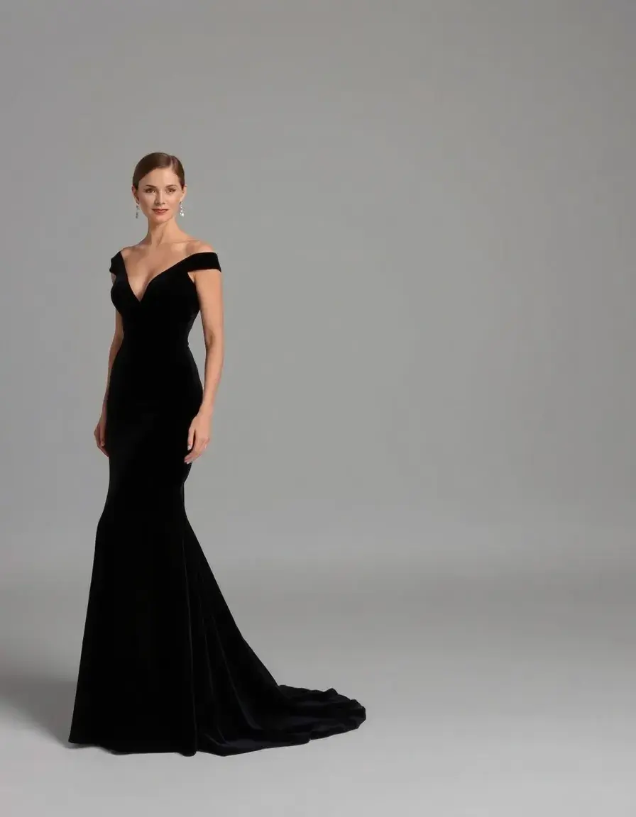 Robe de soirée mariage en velours élégante