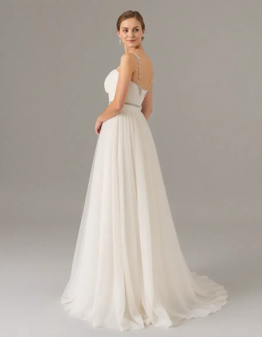 Robe de soirée mariage en mousseline fluide