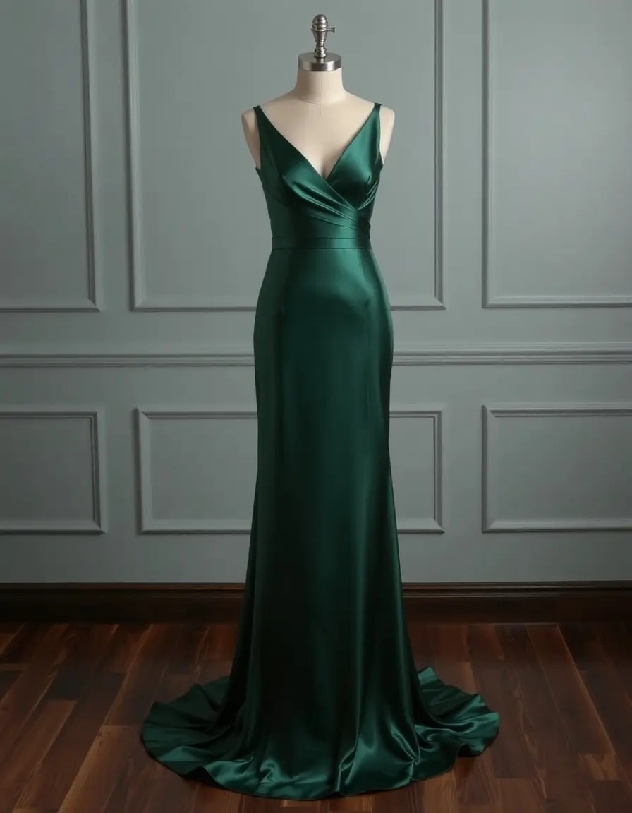 Robe de soirée mariage en satin brillant