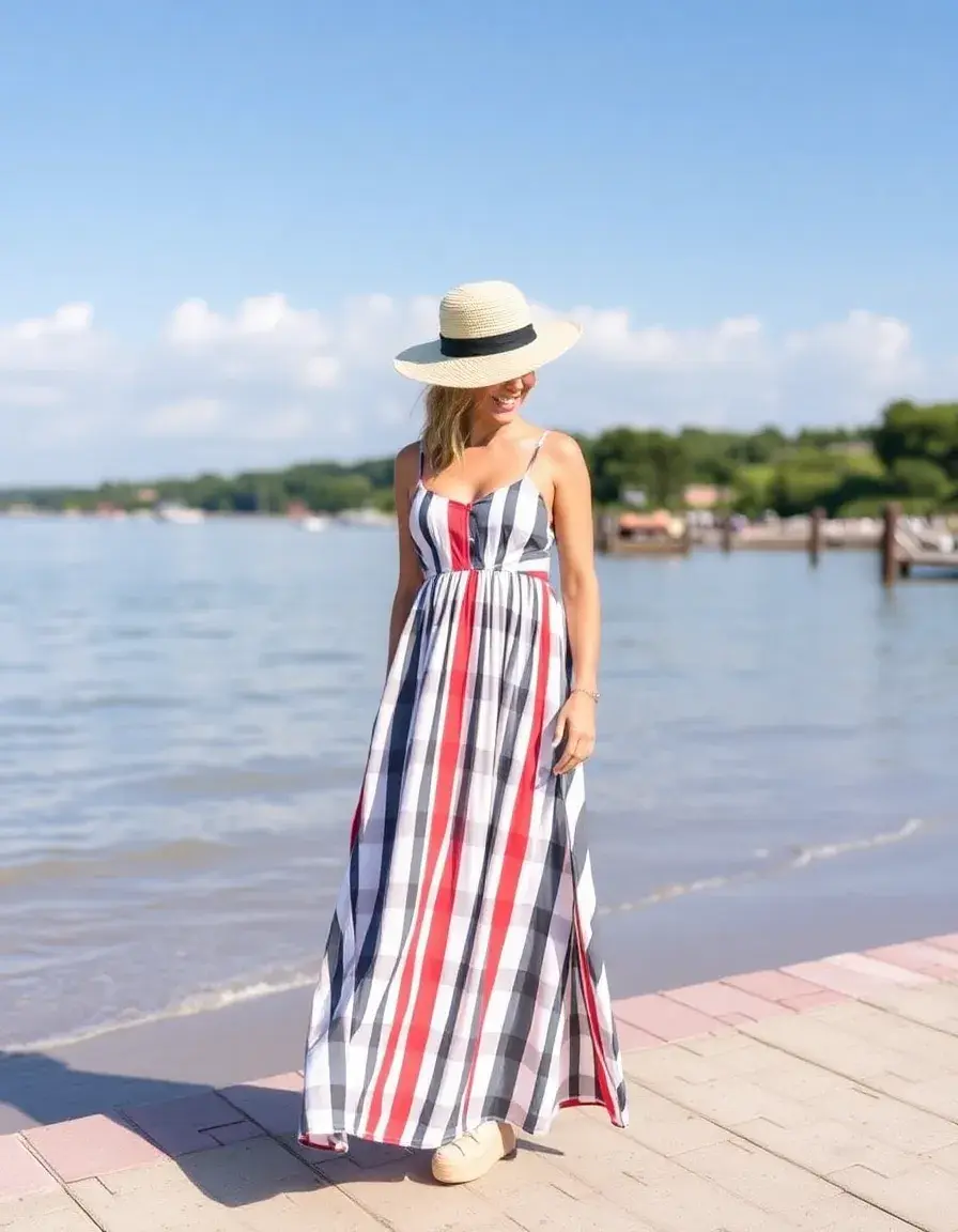 Robe maxi à rayures style bord de mer
