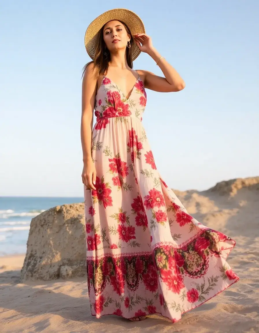Robe longue été à imprimés originaux