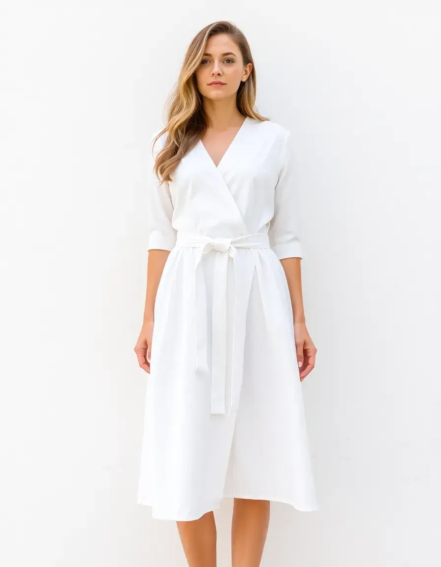 Robe portefeuille blanche ajustée