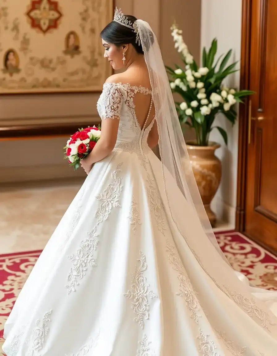 Robe de mariée traditionnelle volumineuse