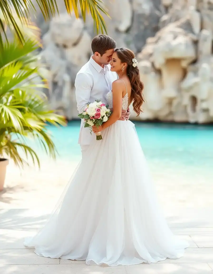 Robe blanche fluide pour lune de miel