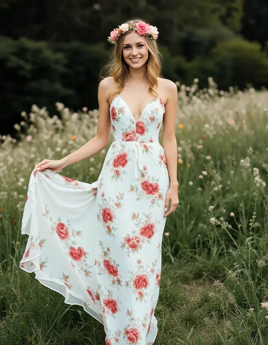 Robe mariée bohème motif fleuri