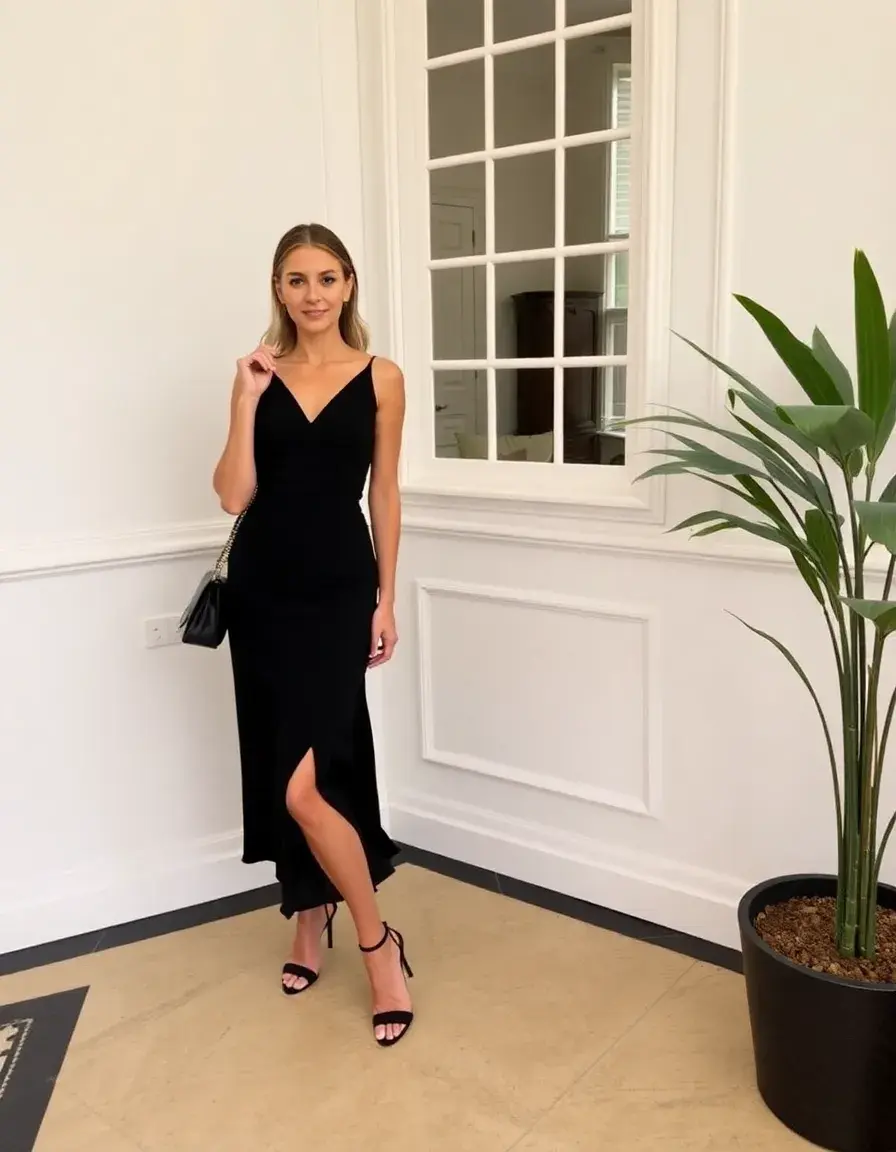 Robe pour mariage invité chic midi noir