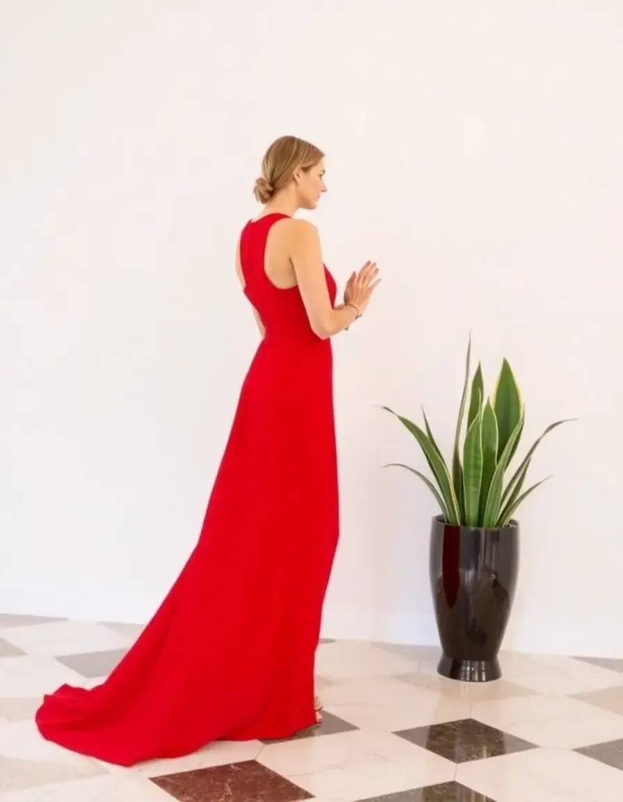 Robe pour mariage invité chic maxi rouge