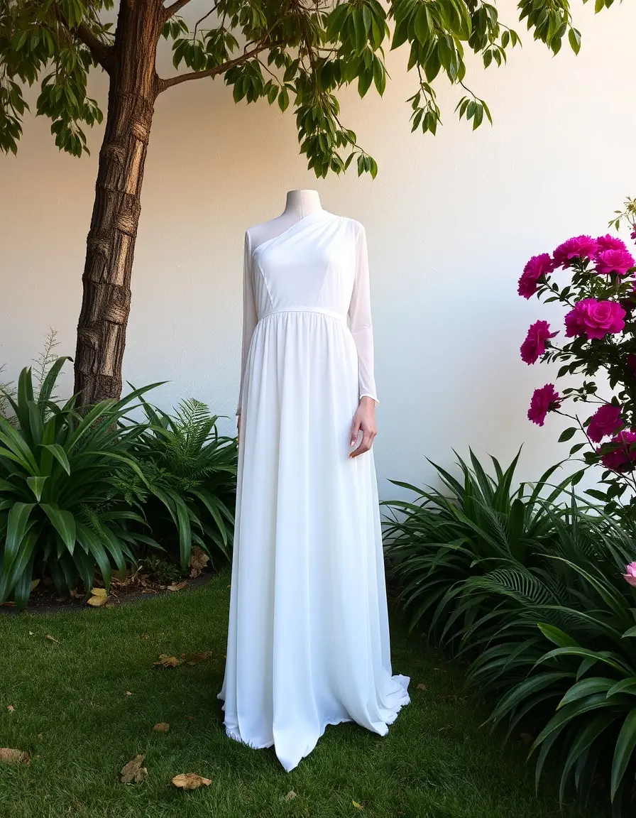 Robe blanche longue en velours