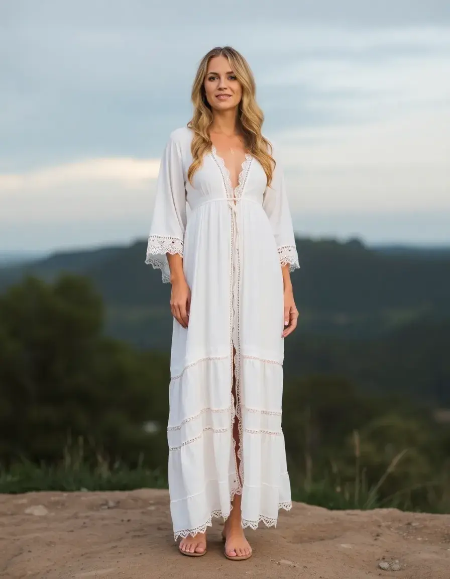 Robe blanche longue style bohème